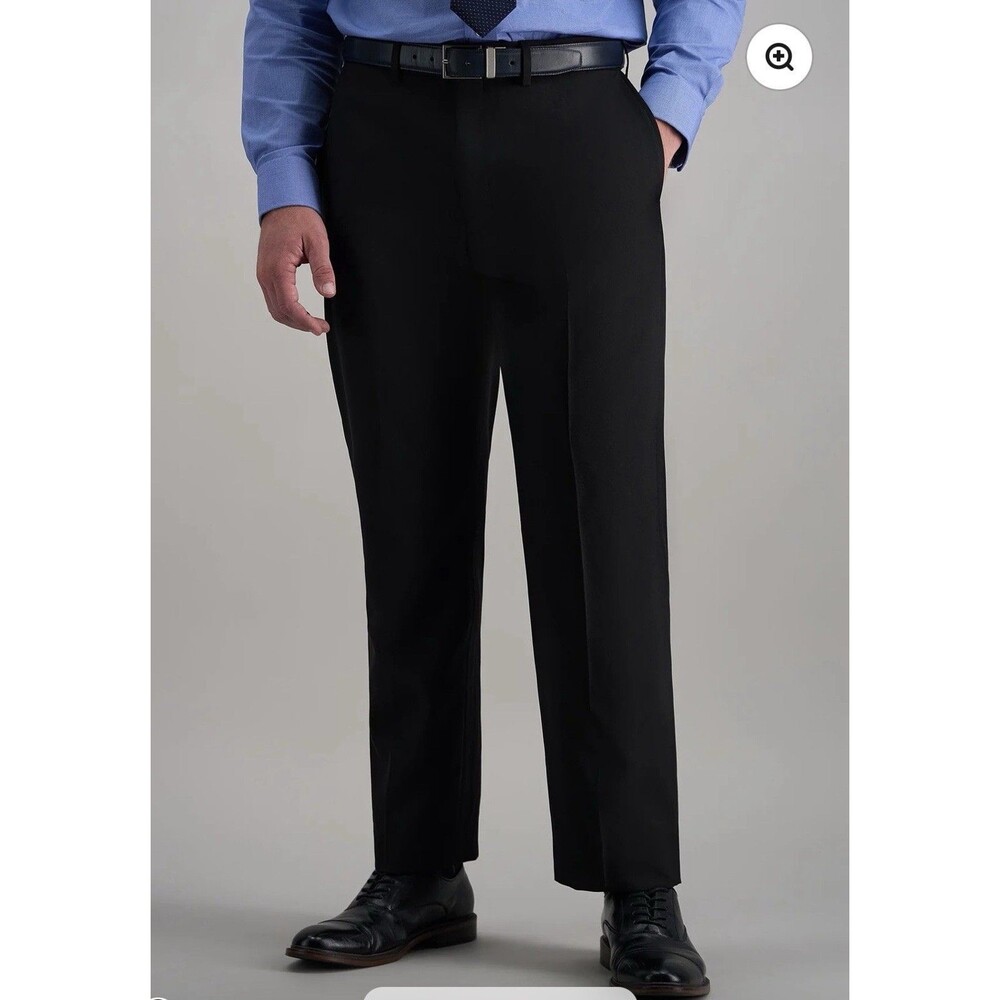 NWT Haggar e-CLO Dress Pants Men 38x32 Black Classic Fit Repreve Stria No Iron